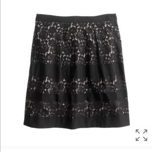 J. Crew Black Floral Lace Stripe Mini Skirt